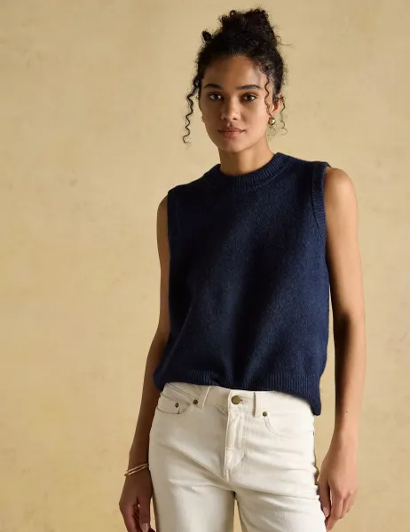 Joules Crew Neck Knitted Vest Navy