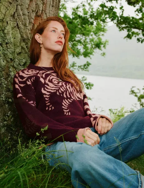 White Stuff Tiger Stripe Jumper With Wool Plum