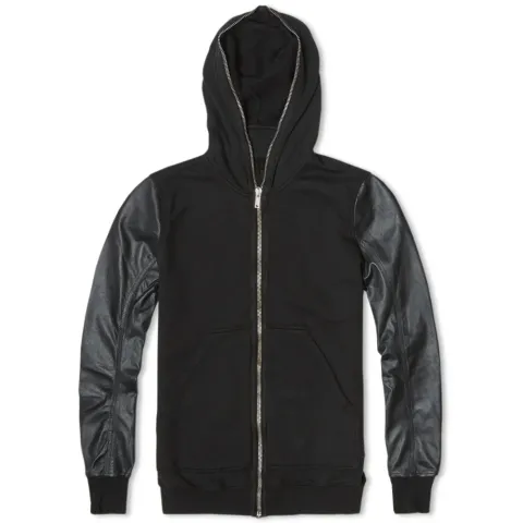 DRKSHDW Leather Sleeve All Round Zip Hoody