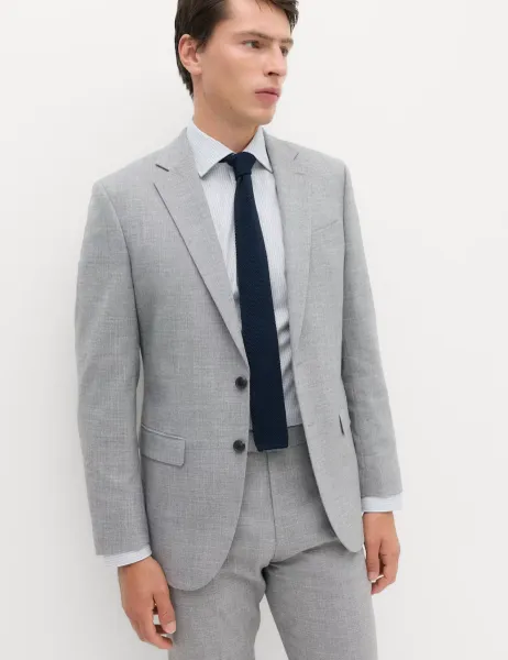 Marks & Spencer Regular Fit Textured Suit Jacket Light Grey