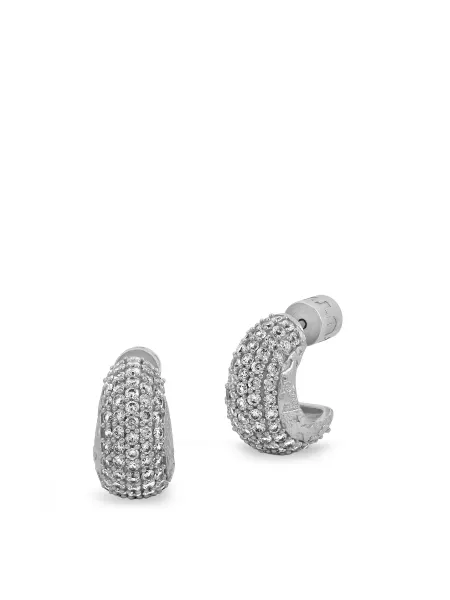 TUTTI Silver-Plated Multi Crystal Huggie Hoop Earrings