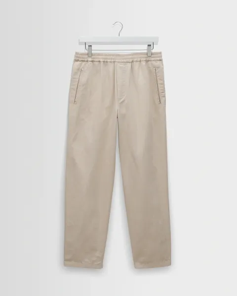 Tyne - Stone Cotton Tencel Loose Fit Trousers
