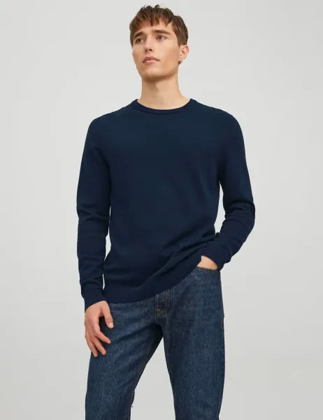 Jack & Jones Pure Cotton Crew Neck Jumper Navy