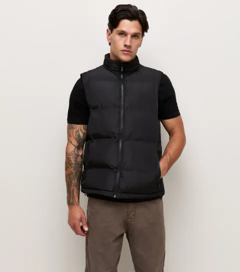 New Look Men's Black Regular Fit Sleeveless Heatseal Puffer Gilet