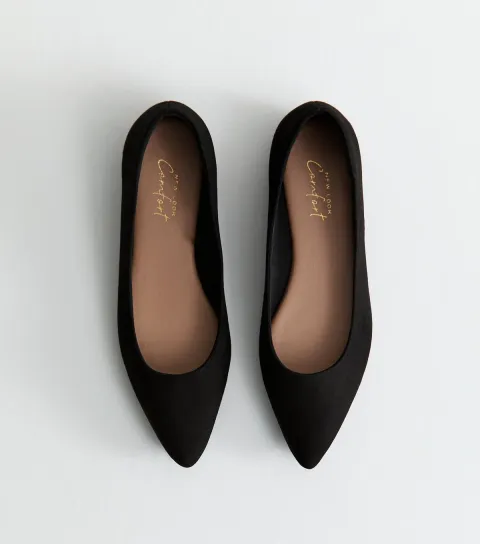 Women's Black Faux Suede Ballerina Flats Vegan