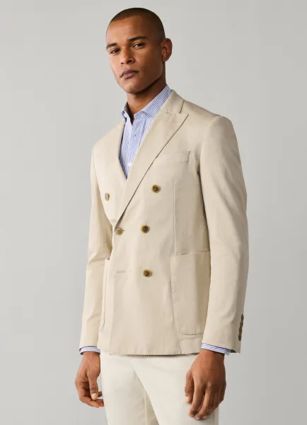 Stretch Cotton Double Breasted Blazer
