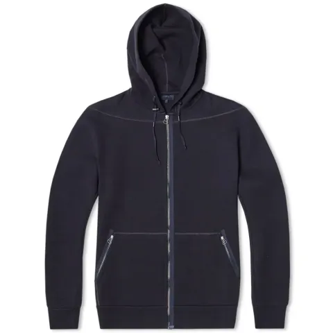 Leather Panel Technical Jersey Hoody