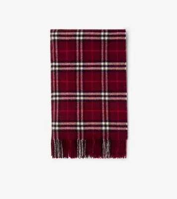 Check Cashmere Blanket in Oxblood red
