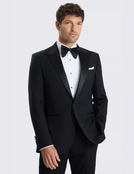 Moss Tailored Fit Performance Tuxedo Jacket Black