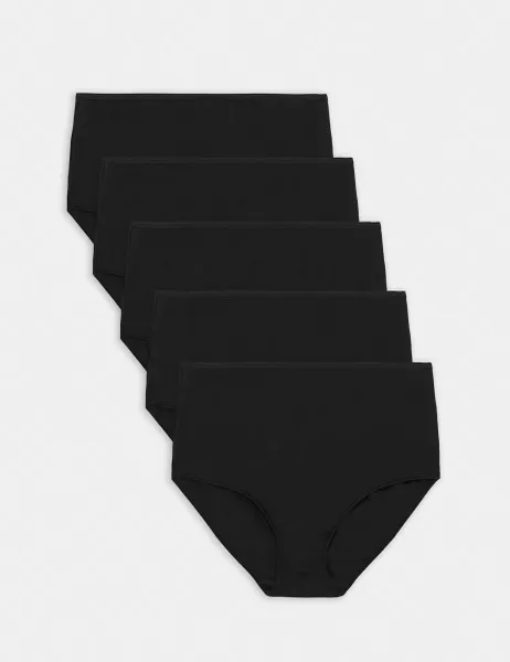 Marks & Spencer 5pk Cotton Modal Rich Full Briefs Black