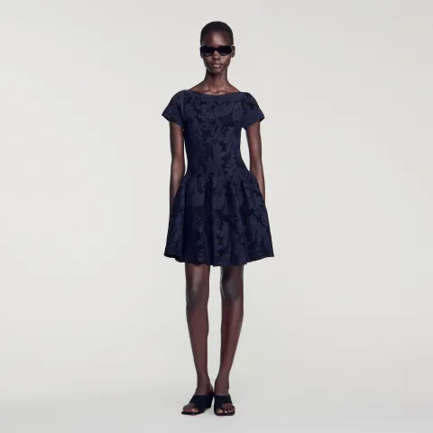 SANDRO Floral jacquard knit dress