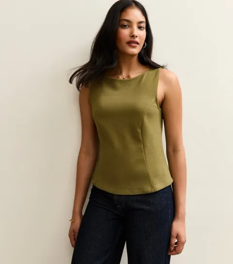 Women's Green Jersey Ponte Tank Top