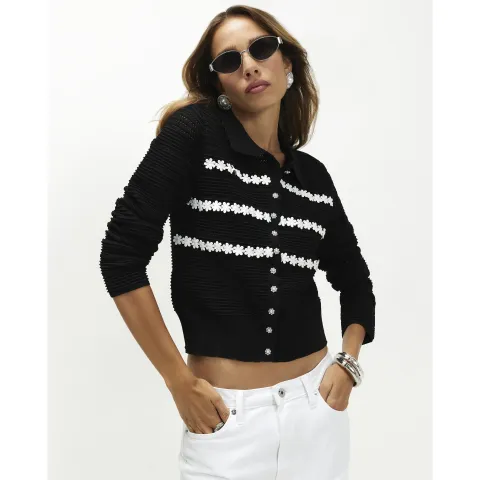 River Island Knitted Long Sleeve Daisy Cardigan