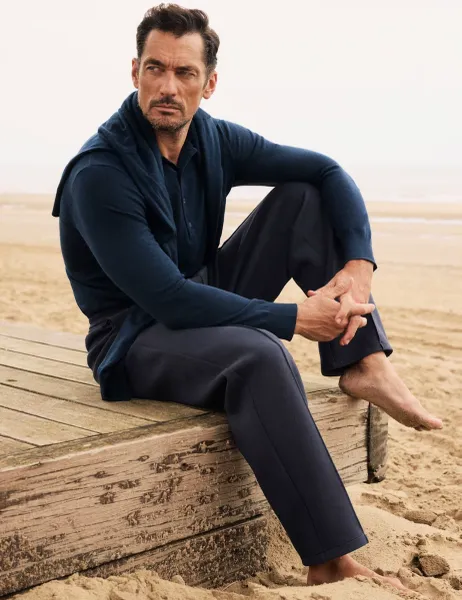 Cotton Rich Pin Tuck Joggers Navy