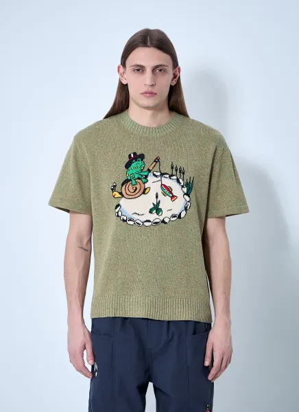Embroidered Short Sleeve Sweater