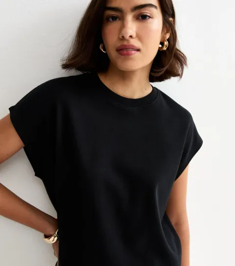 Women's Premium Black Grown On Sleeve Heavyweight Cotton T-Shirt