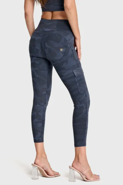 Freddy WRUP Cargo Fashion - High Waisted - 7/8 Length - Navy Blue Camo