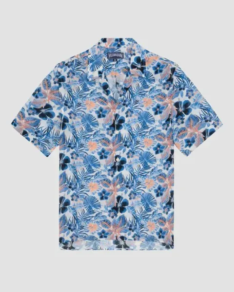 Vilebrequin Men Viscose Bowling Shirt Island Flowers