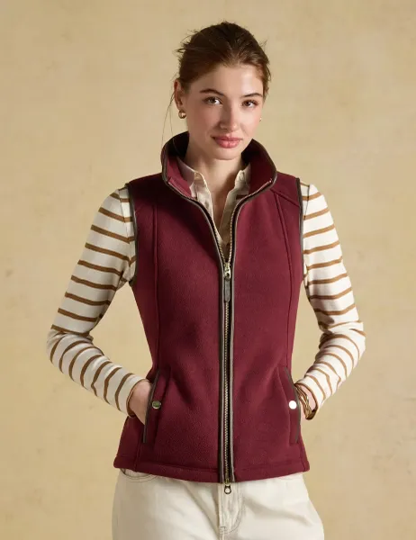 Joules Fleece Funnel Neck Gilet Red Mix