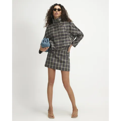 River Island Check A-Line Mini Skirt