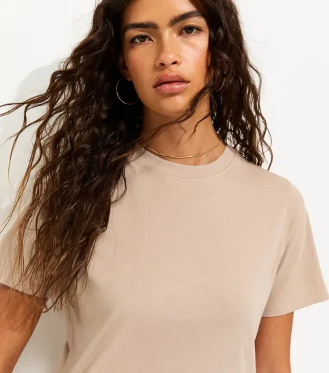 New Look Women's Mink Cotton Crew Neck T-Shirt