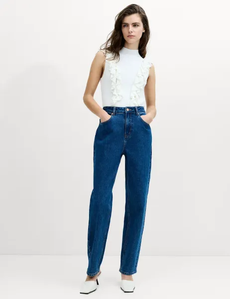 French Connection Mid Rise Carrot Leg Jeans Blue Denim