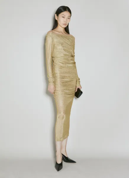 Lurex Mesh Midi Dress