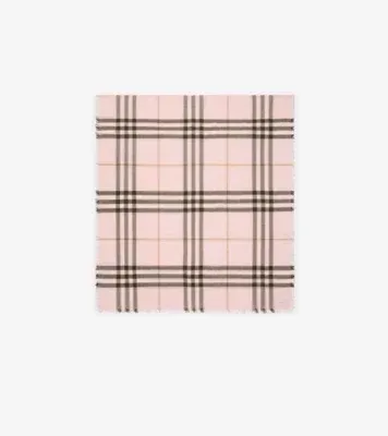 Wide Check Wool Scarf in Bow pink