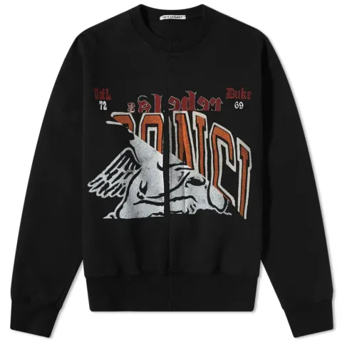 Slashed Base Patchwork Crew Sweat