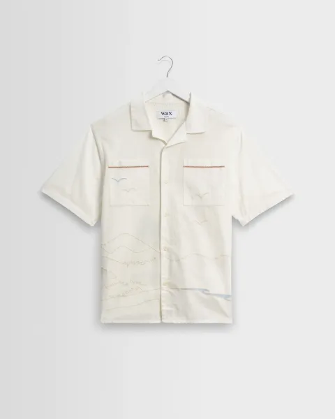 Didcot - Ecru Summer Applique Short-Sleeve Shirt