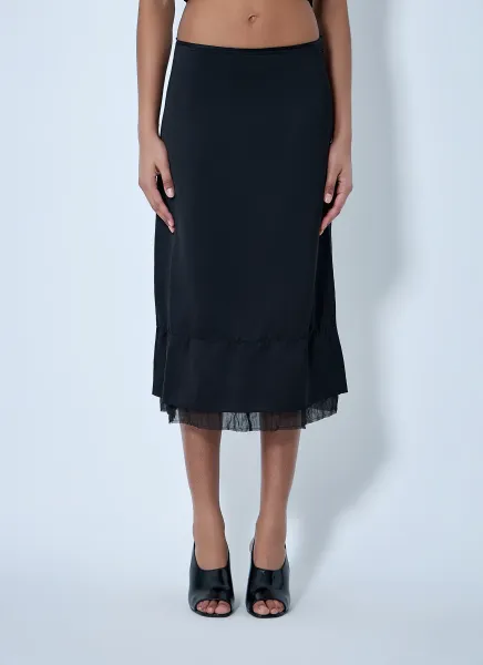 Tiered Hem Midi Skirt