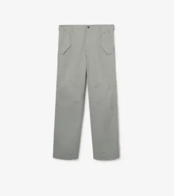 Cotton Twill Cargo Trousers in Rainy grey
