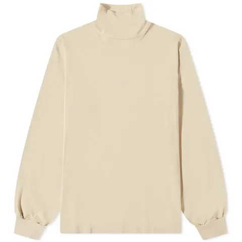 Long Sleeve Luster Plaiting Mock Neck T-Shirt