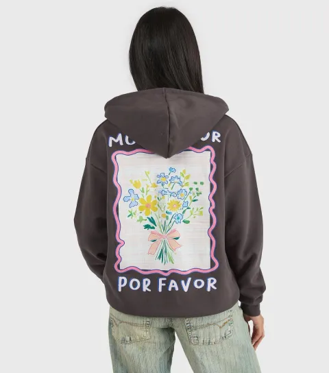 Women's Grey More Amor Por Favor Hoodie
