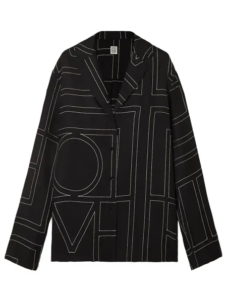 Monogram Silk Top Black