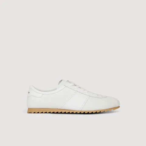Leather and suede low-top trainers