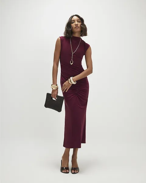 River Island Sleeveless Ruched Maxi Dress