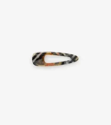 Large Check Hair Clip in Sand beige
