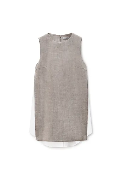 Shift Dress with Zip Side Panels and Shirt Underlay