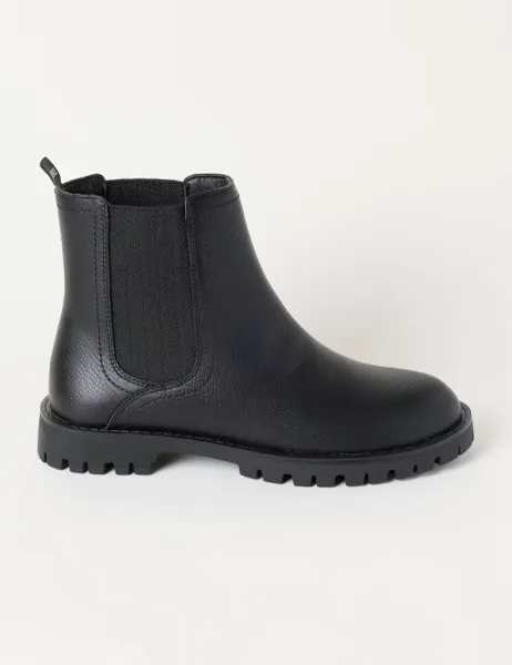 FatFace Faux Leather Round Toe Chelsea Boots Black