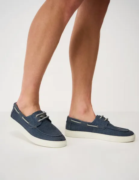 Crew Clothing Canvas Boat Shoes Navy