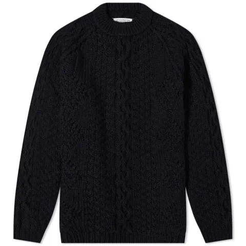 Distressed Aran Crew Knit