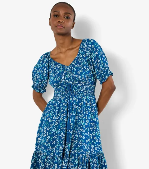 Women's Blue Floral Print Mini Dress