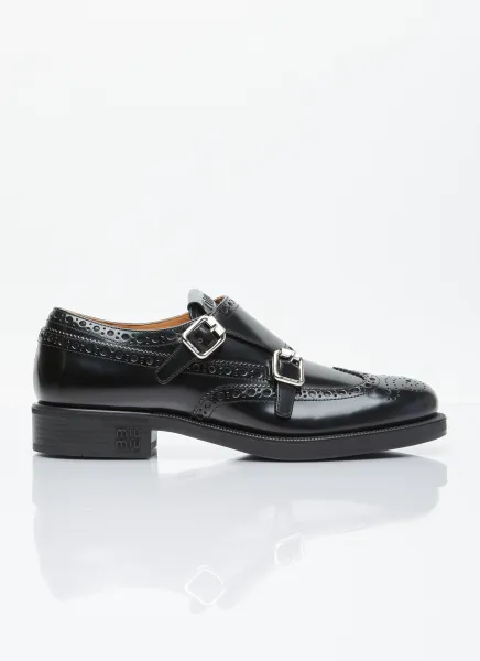 x Church's Brushed Leather Double Monk Brogue Shoes
