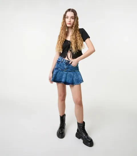 Women's Blue Denim Flip Skirt