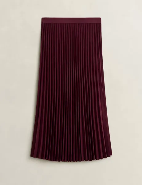 Gant Pleated Midi Skirt Burgundy