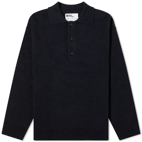 Oversized Knitted Long Sleeve Polo