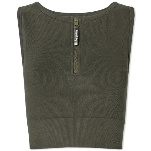 Rib Zip Front Crop Top