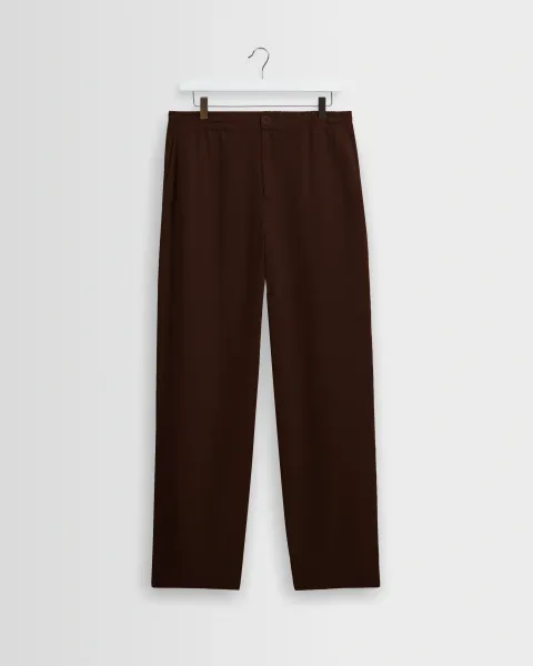 Glencoe - Brown Washed Linen Loose Fit Trousers