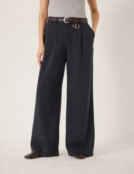HUSH Jersey Tailored Wide Leg Trousers Charcoal